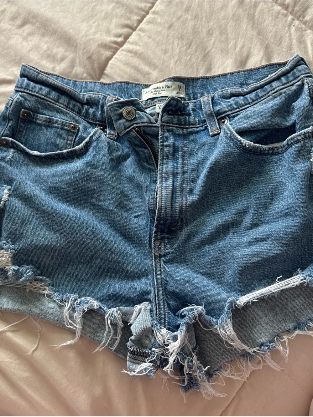 Abercrombie & Fitch Distressed Blue Denim Cutoff Shorts